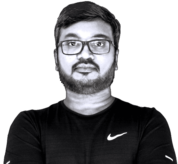 Swapnil Shiwalay, arms folded, black and white portrait